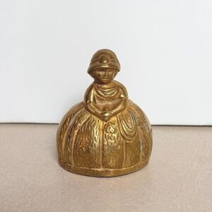 Vintage Brass Bell Figurine Girl Dress Bell Collectible Decor